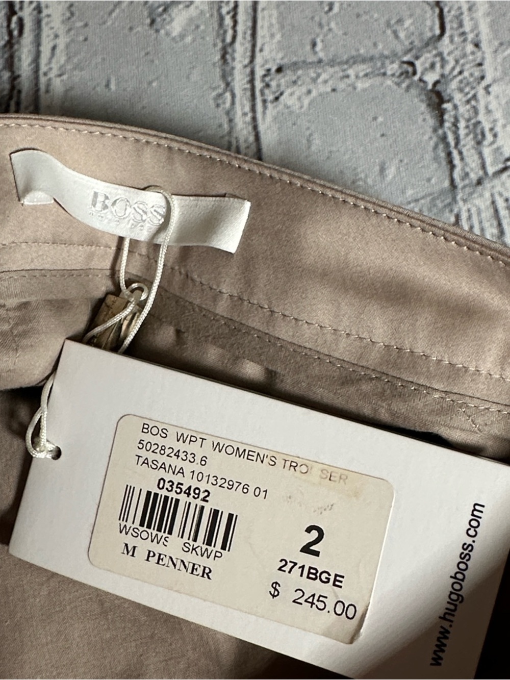 Hugo Boss Women’s Size US 2 Straight Leg Tasana Trouser Pants Light Beige Khaki - Picture 7 of 16
